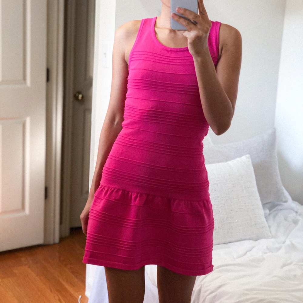 Coquette‎ Barbiecore Bodycon Ruffled Mini Dress Y2K Party Club Date Night Pink S